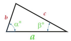 Diện tích của một hình tam giác tùy ý ở bên cạnh và hai góc liền kề